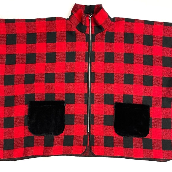 MARCUS ADLER Plaid Poncho Cape Shawl One Size Fits Most Soft - Picture 13 of 13